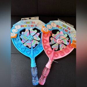 2 Windmill Bubble Wand for Kids - Blue & Pink